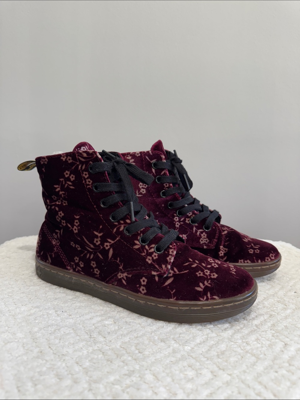 Dr Martens Hackney 7eye velvet Ankle Boots Floral Velvet Sz 6